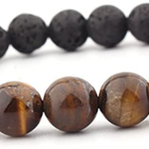 Unisex Tiger Eye Anxiety Lava Rock Essential Oil Diffuser Bracelet Elast… - Picture 3 of 5